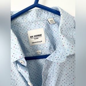 BEN SHERMAN TAILORED SKINNY FIT BUTTON DOWN SHIRT. SIZE 34-35.